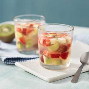 Gehackte früchte mit kokosnusswasser-gelatine - Fruits hachés avec de la gélatine d'eau de coco - Optifibre Suisse - Schweiz